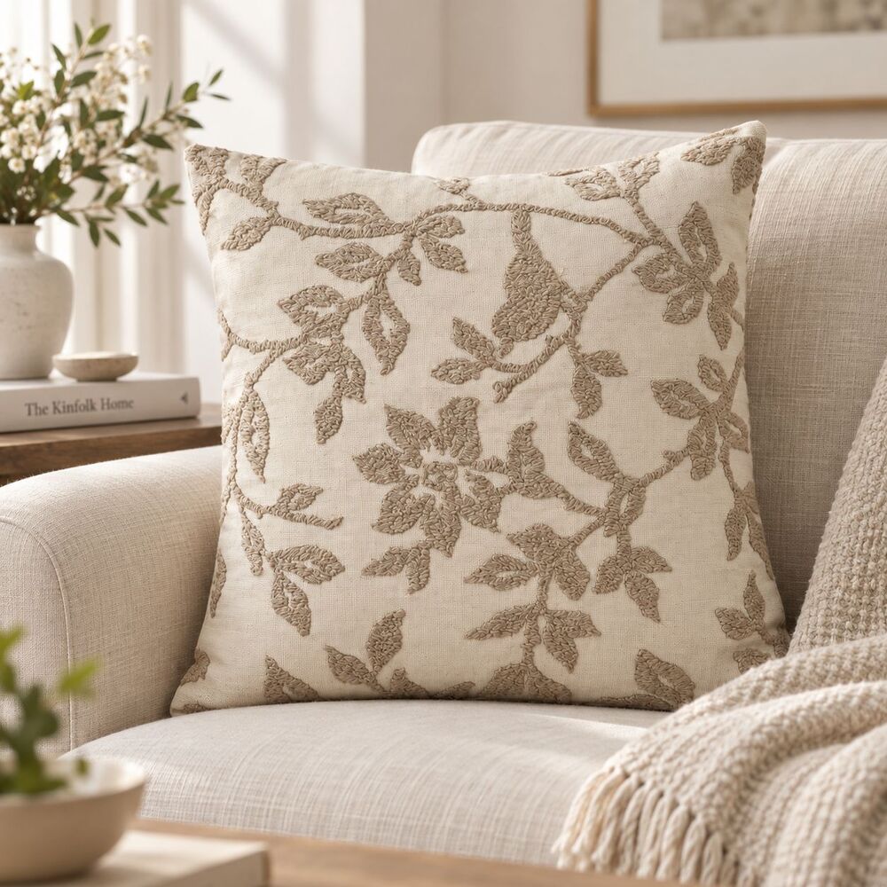 1 PCS Floral Vine Embroidered Cushion Cover Square Throw Pillow Case Home 291366
